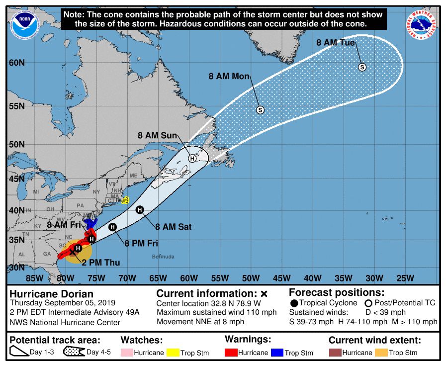 Hurricane Dorian approach